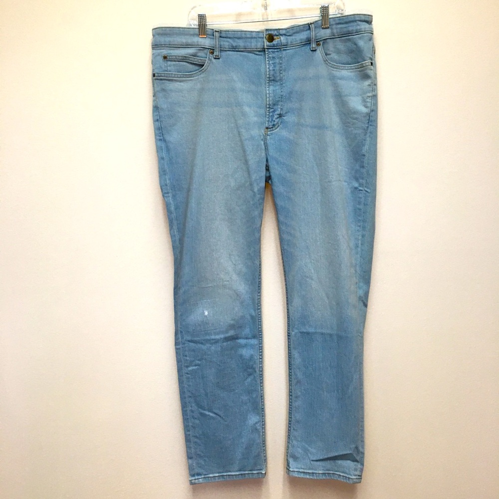 Lee Slim Straight Jeans Size 40W X 32L Blue 
Casual Stretch Denim Distressed